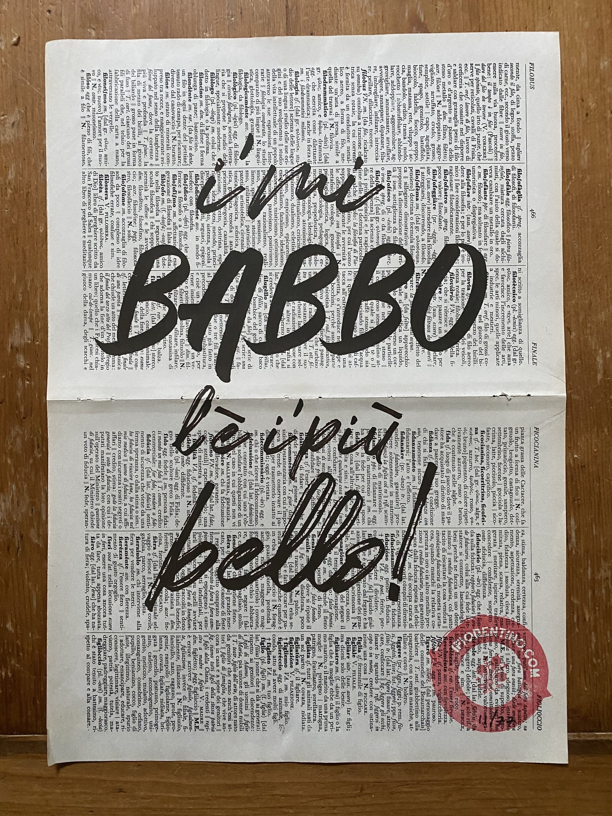 I'mi BABBO l'è i'più bello! Stampa su pagina di DIZIONARIO del 1939 (CORNICE INCLUSA)😱 solo 25 esemplari - poster fiorentini - poster firenze - regalo fiorentino - fiorentino  - foppeddittelo
