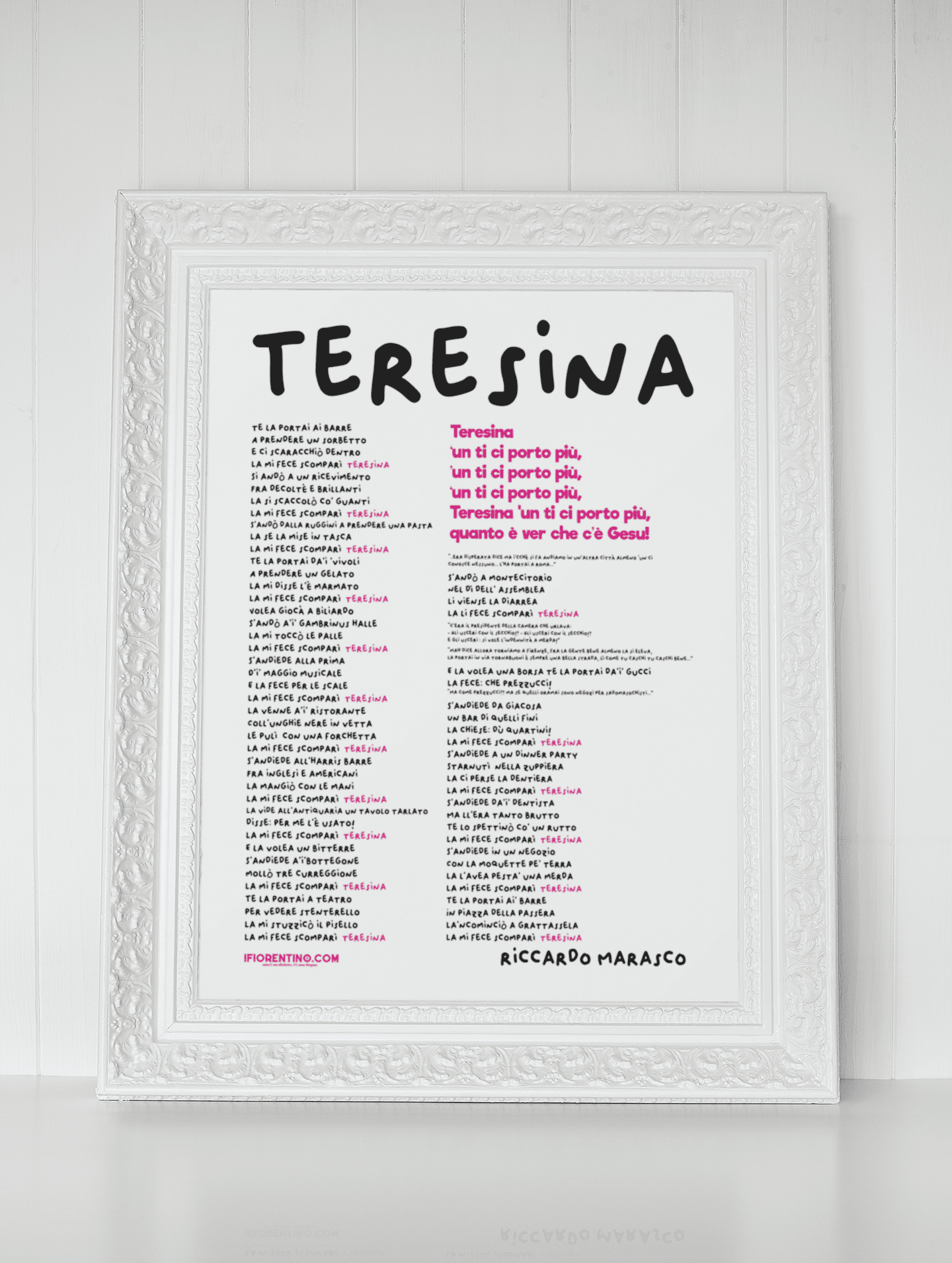 TERESINA - Marasco - poster fiorentini - poster firenze - regalo fiorentino - fiorentino  - foppeddittelo