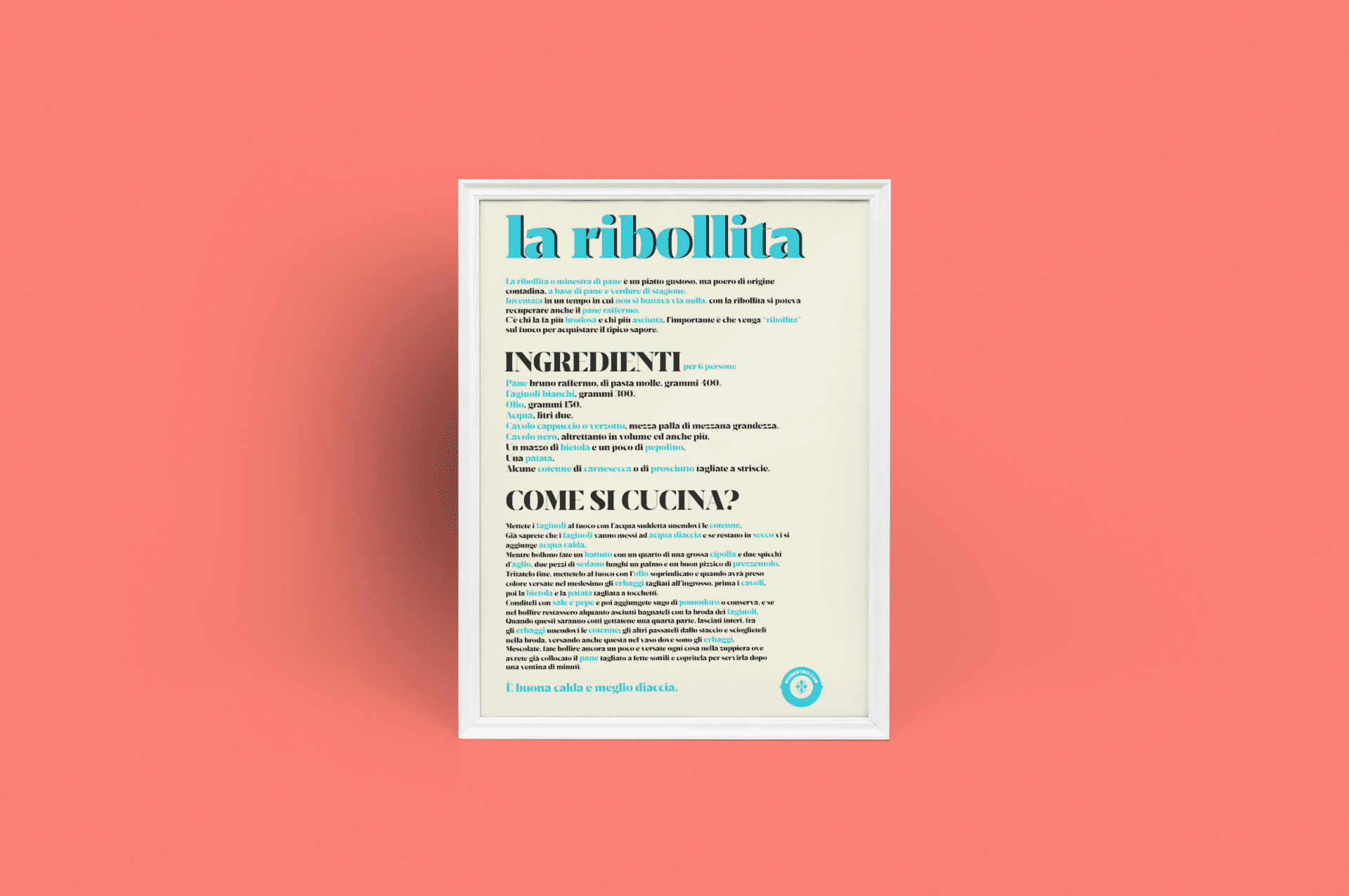 LA RIBOLLITA - poster fiorentini - poster firenze - regalo fiorentino - fiorentino  - foppeddittelo