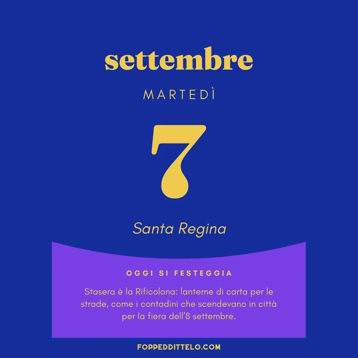 Foglio del 7 settembre: oggi si festeggia la Rificolona