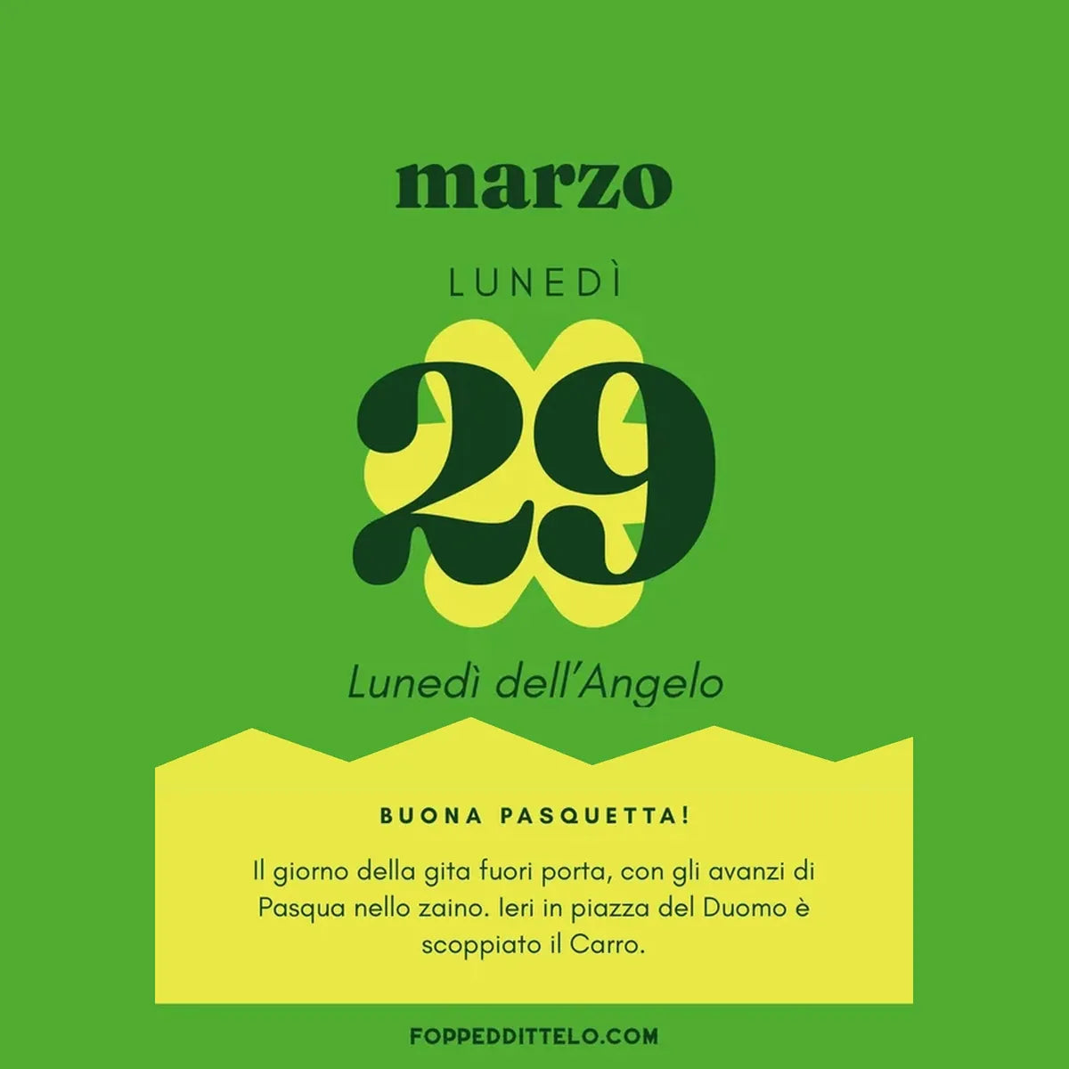 Foglio del 29 marzo: Buona Pasquetta