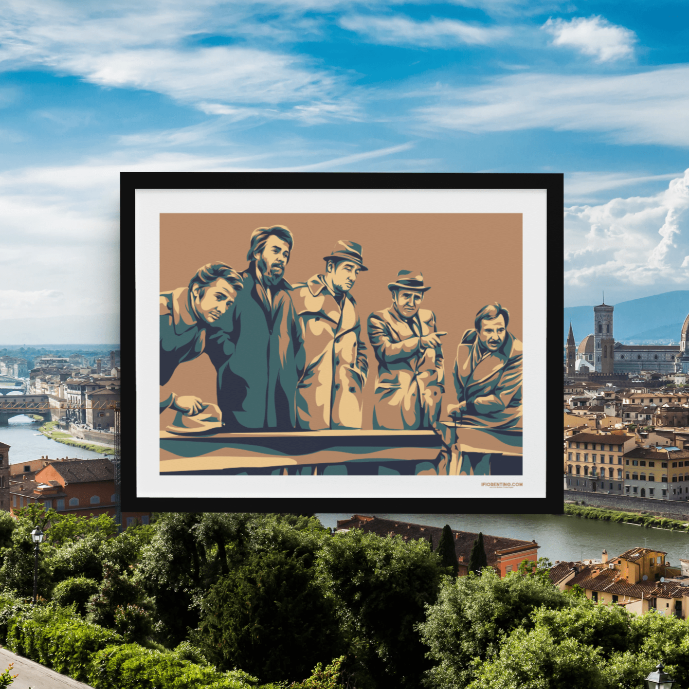 AMICI MIEI ai'piazzale Michelangelo (scene tratte dal film) - poster fiorentini - poster firenze - regalo fiorentino - fiorentino  - foppeddittelo