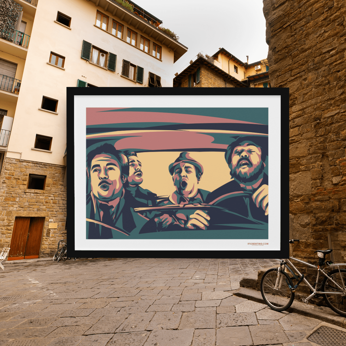 AMICI MIEI in macchina (scene tratte dal film) - poster fiorentini - poster firenze - regalo fiorentino - fiorentino  - foppeddittelo
